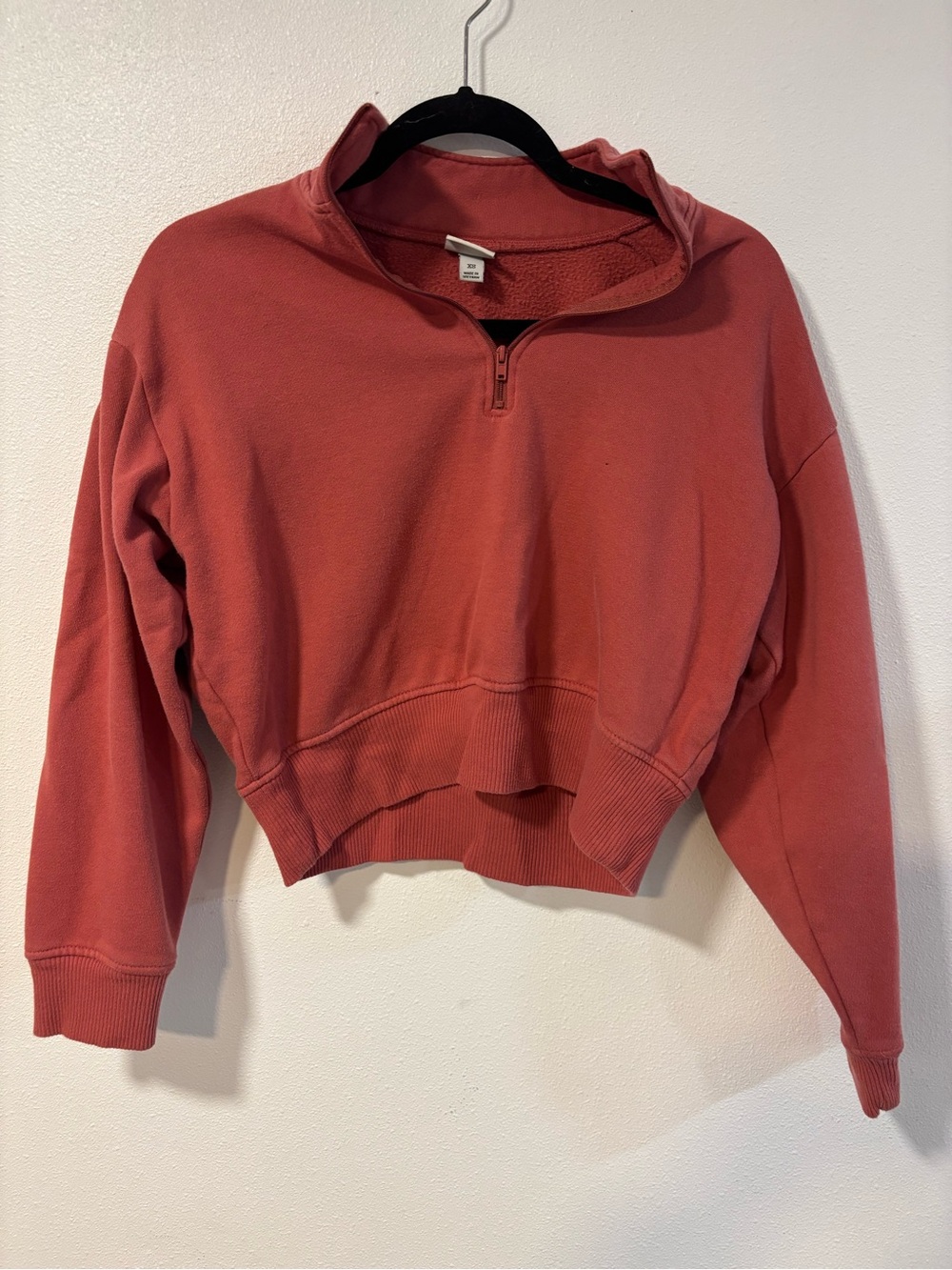 a new day Cropped Half‑Zip Sweatshirt in Dusty Rose